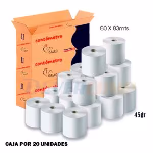 Papel Termico Contometro Gallo 80mm x 83mts 48 gr