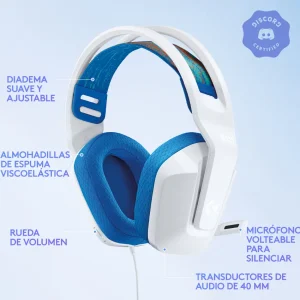 Audifono Logitech G335 blanco cable 3.5mm 240g gaming multiplatforma
