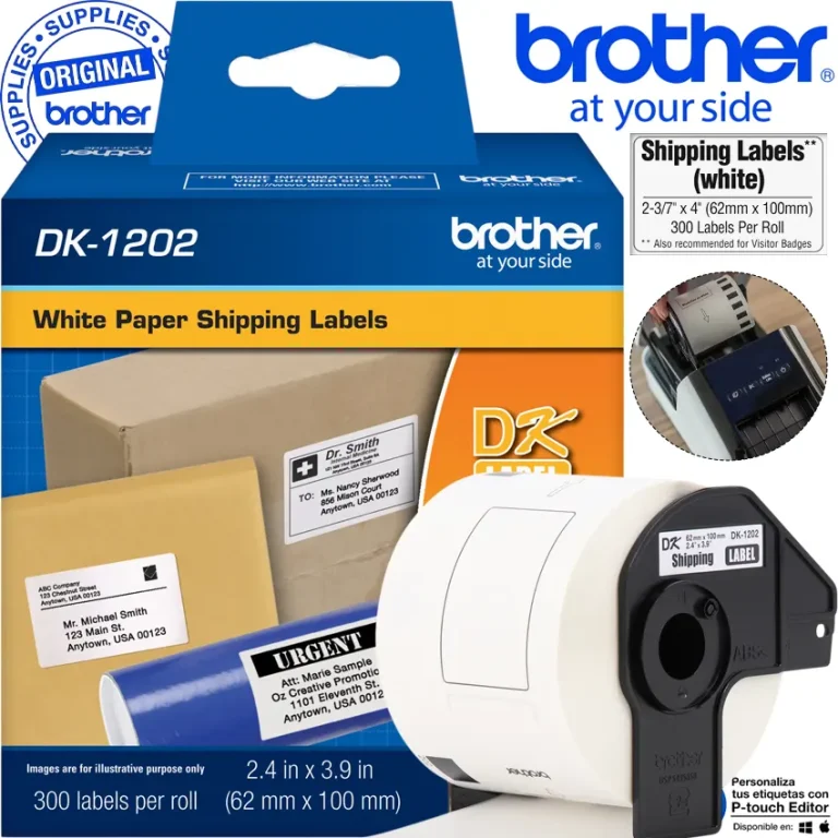 Cinta Brother DK-1202 rollo 300 etiquetas troqueladas envio 62x100mm blanco