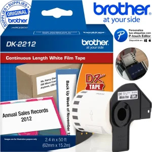 Cinta Brother DK-2212 rollo continuo papel durable blanco 62mm 15m resistente