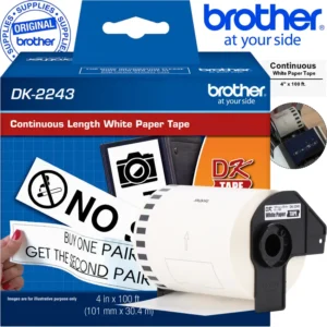 Cinta Brother DK-2243 rollo continuo papel blanco 102mm 30.4m gran formato
