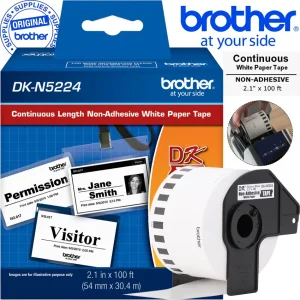 Cinta Brother DK-N5224 rollo continuo no adhesivo 54mm 30.4m papel blanco