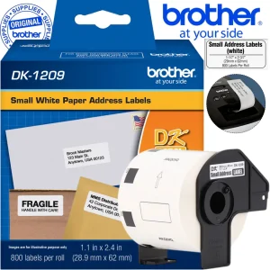 Etiqueta Brother DK 1209 800 etiquetas papel blanco troquelada 29x62mm