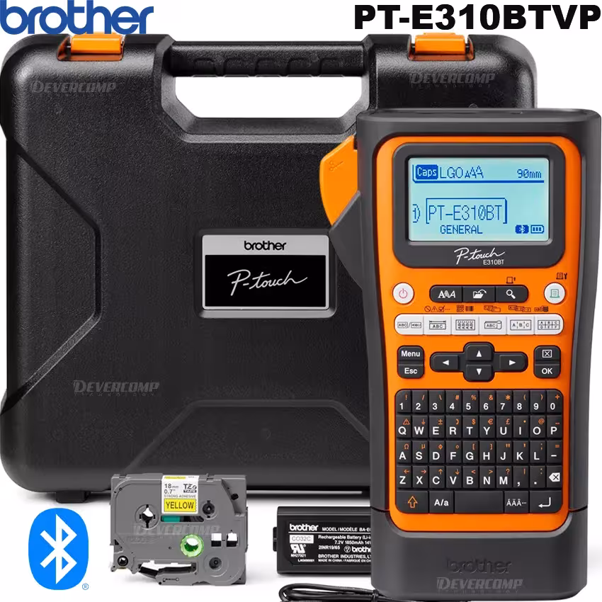 Rotuladora Brother PT-E310BTVP naranja negro Bluetooth 18mm industrial electricistas