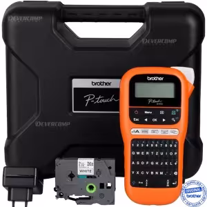 Rotuladora industrial portátil Brother PT-E110VP negro naranja QWERTY TZe maletín