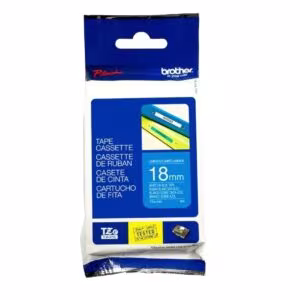 Cinta Brother Tze-545 (18mm x 8 mts), Letra Blanca sobre Fondo Azul
