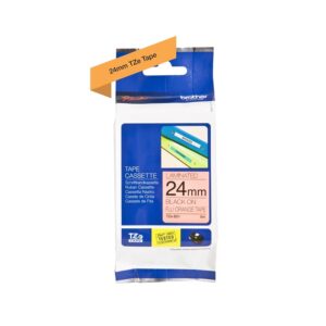 Cinta Brother Tze-B51 (24 mm x 5 mts), Letra Negra sobre Fluorescente Naranja