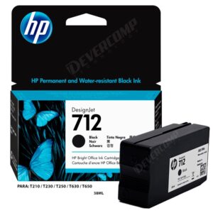 Tinta HP 712A Black para T210/T230/T250/T630/T650 38ml