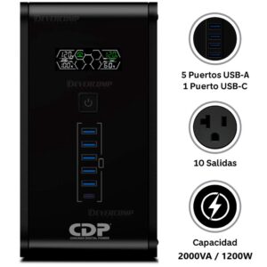 UPS CDP R-Smart 2010I 2000VA / 1200W 10 Salidas 5 Port USB