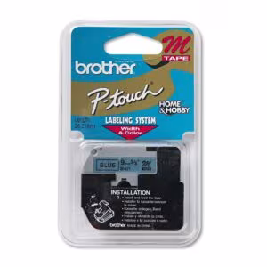 Cinta Brother M521 (9 mm x 8 mts), Fondo Azul Metálico, Letras Negras