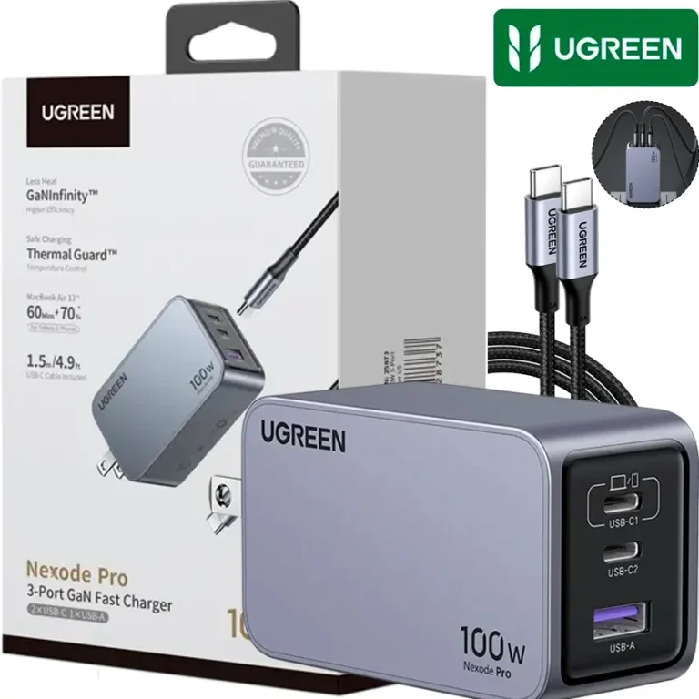 Cargador UGREEN Nexode Pro X757 100W GaN gris 3 puertos USB-C1 USB-C2 USB-A