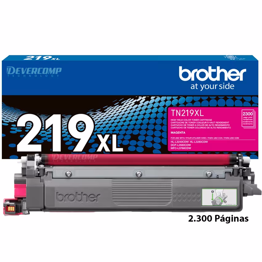 Toner Brother TN‑219XL Magenta, cartucho de alta capacidad para impresoras láser color TN219XL