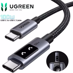 Cable USB-C UGREEN L509 100W nylon trenzado negro 1m 2m 3m