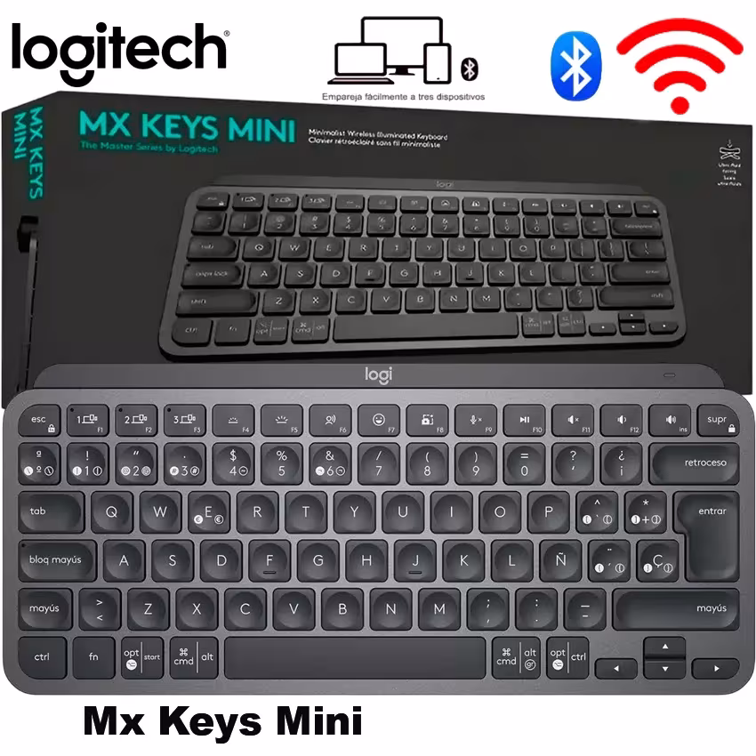 Teclado Logitech MX Keys Mini grafito retroiluminado Bluetooth USB-C 3 dispositivos