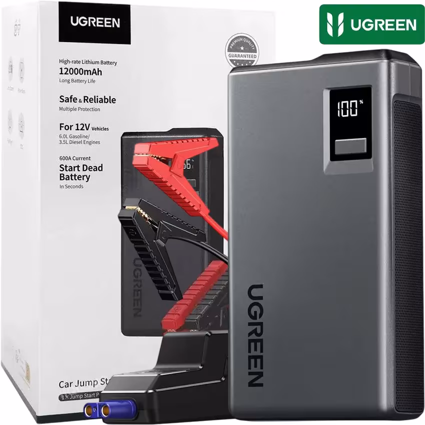 UGREEN-Arrancador-bateria-portatil-auto-Car-jump-starter-ES702-35977 Arrancador de batería portátil UGREEN 1000A UltraSafe 12000mAh