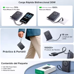 Power bank magnético UGREEN cargando smartphone