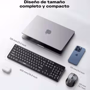 Full-size yet compact wireless keyboard and mouse set