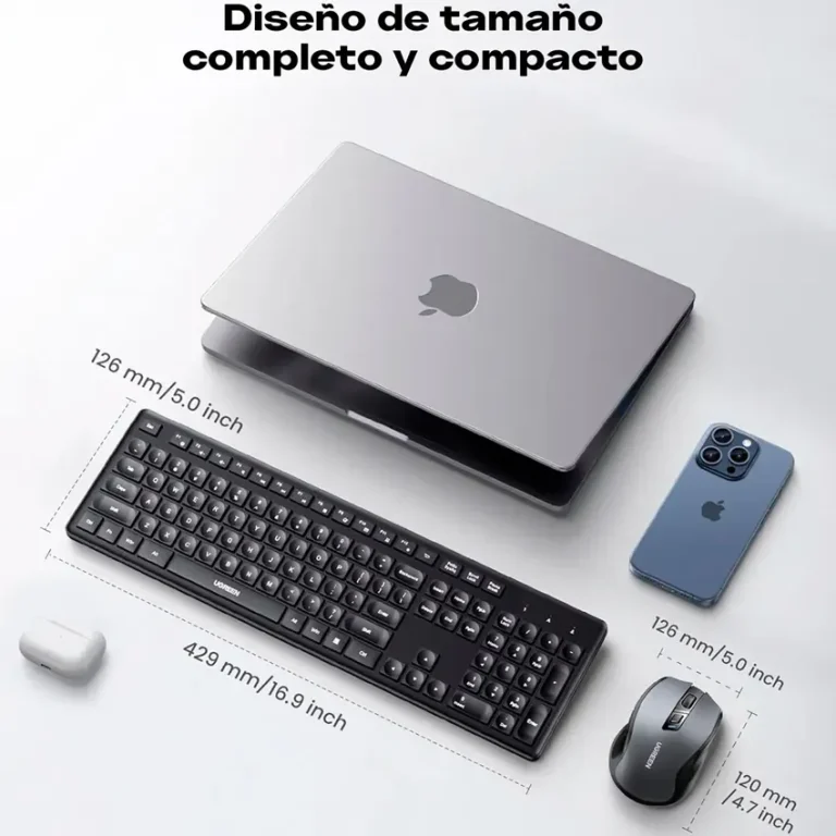 Full-size yet compact wireless keyboard and mouse set