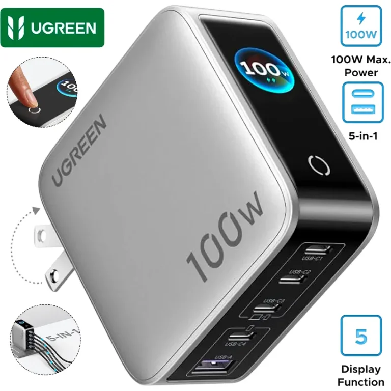 Cargador UGREEN 100W GaN X773 Nexode Pro 5 puertos pantalla