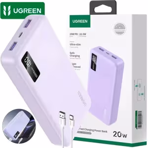 Power Bank UGREEN PB312 20000mAh 22.5W Pantalla LED 3 Puertos