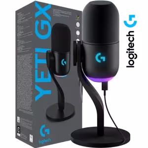 Micrófono Logitech Yeti GX dinámico supercardioide USB RGB streaming negro