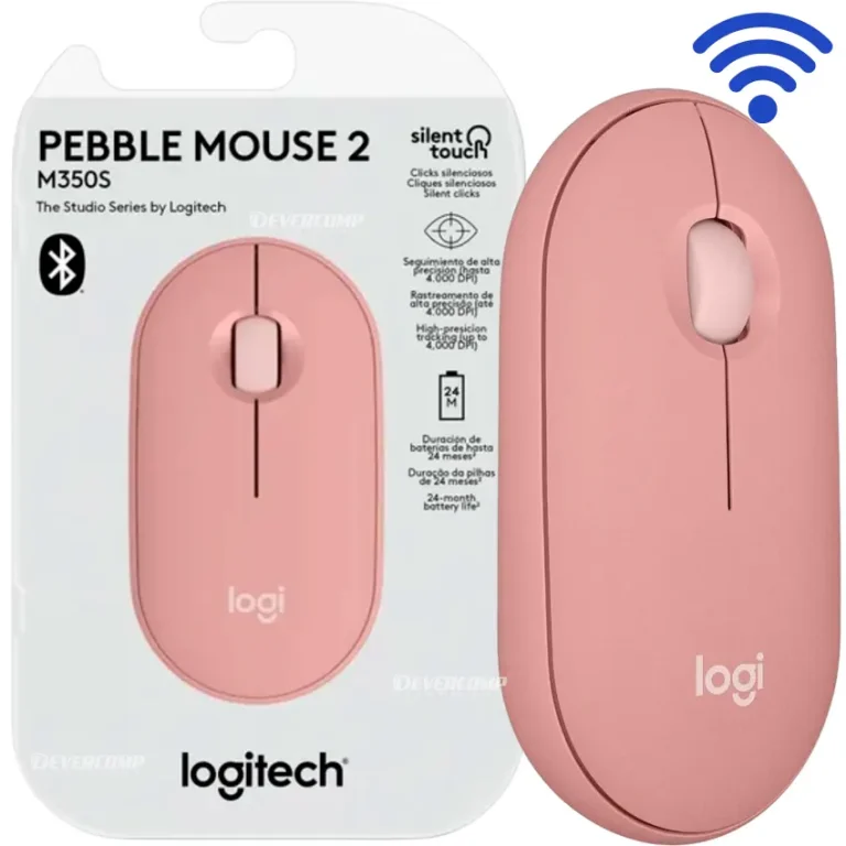 Mouse Logitech Pebble 2 M350s rosa Bluetooth silencioso 76g portatil