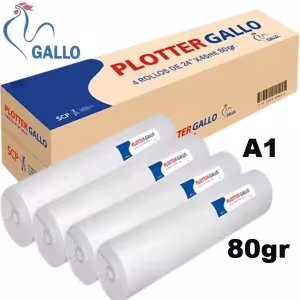 Papel plotter Gallo bond 80gr 24 pulgadas 45 metros caja 4 rollos