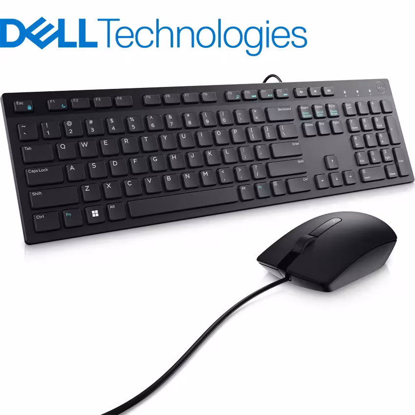 Teclado-y-mouse-dell-KM300C Combo teclado mouse Dell KM300C USB cable negro chiclet 1000 DPI