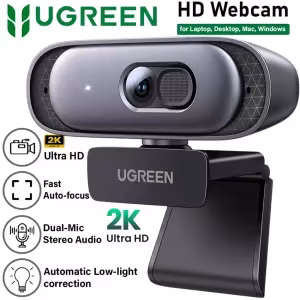 Webcam UGREEN 2K CM778 35626 microfono dual cubierta privacidad USB