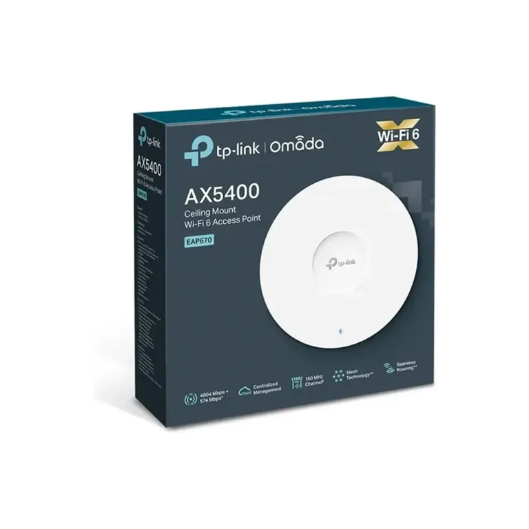 Access Point Wi-Fi 6 TP-Link Omada EAP670 AX5400 de Techo Doble Banda