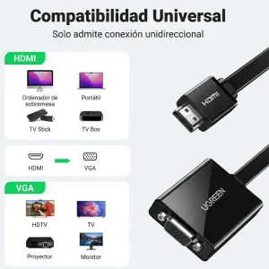 Cable Micro-USB alimentacion incluido adaptador HDMI VGA UGREEN MM103