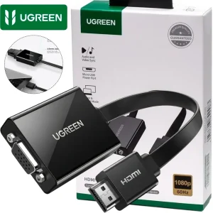 Adaptador HDMI a VGA UGREEN MM103 40248 negro audio 3.5mm Micro-USB