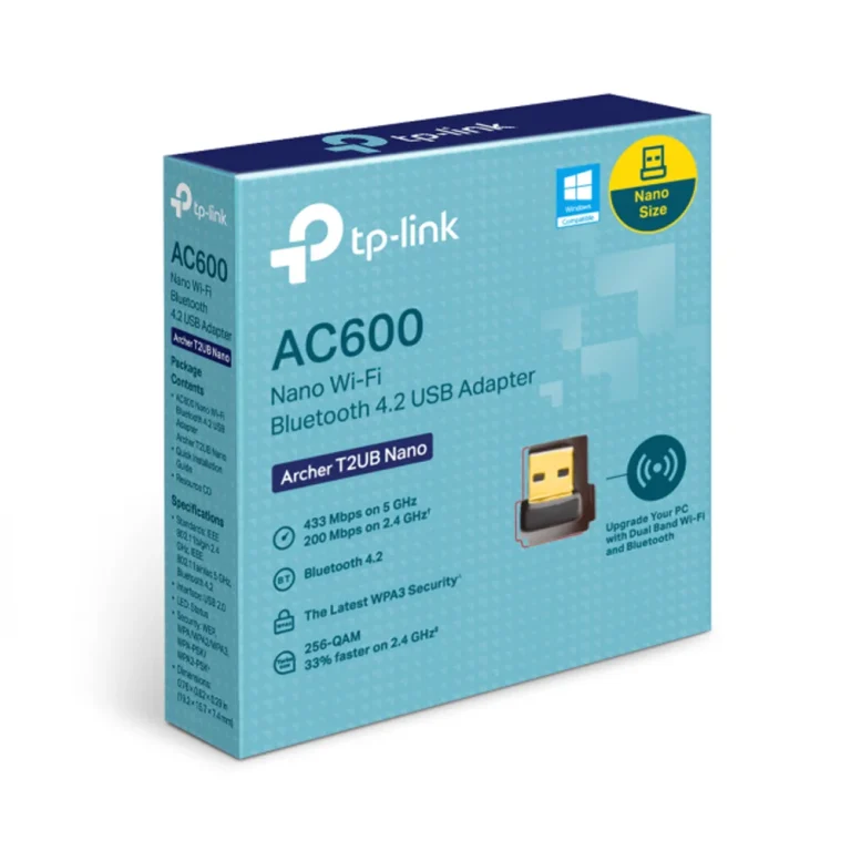 Adaptador USB Wi-Fi 5 TP-Link Archer T2UB Nano AC600 Doble Banda Nano con Bluetooth