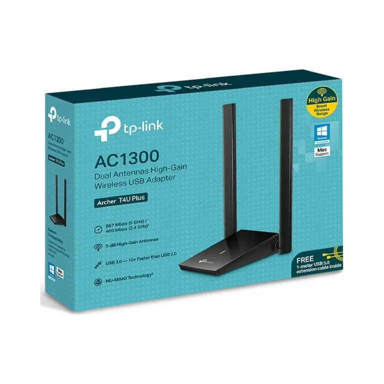 Adaptador USB Wi-Fi 5 TP-Link Archer T4U Plus AC1300 Doble Banda Alta Ganancia
