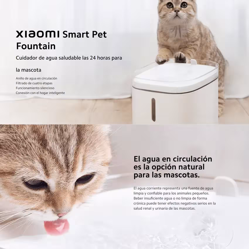 Gato y perro bebiendo agua bebedero inteligente Xiaomi Smart Pet Fountain Peru