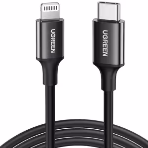 Cable UGREEN 60751 USB-C a Lightning MFi certificado 60W 1 metro negro