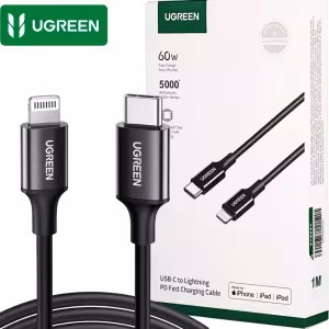 Cable UGREEN 60751 USB-C a Lightning MFi certificado 60W 1 metro negro