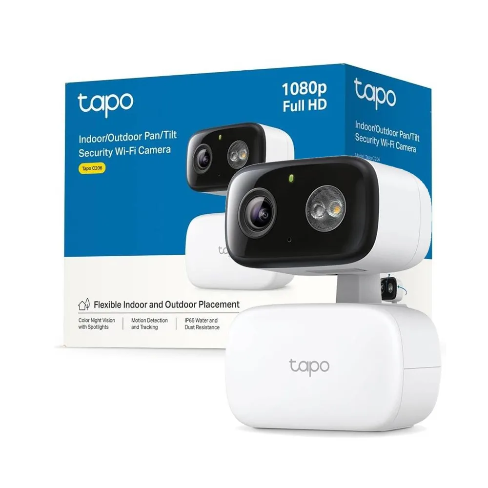 Cámara de Seguridad Wi-Fi Tapo C206 Interior Exterior Motorizada 360°