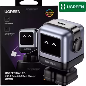 Cargador UGREEN Robot CD359 15550 30W GaN USB-C negro pantalla LED animada