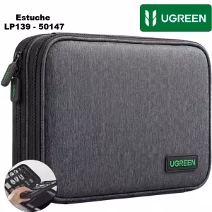 Organizador viaje UGREEN LP139 doble capa gris cables accesorios 245x175mm
