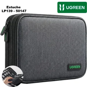 Organizador viaje UGREEN LP139 doble capa gris cables accesorios 245x175mm