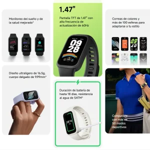 Pantalla TFT 1.47 60Hz 247 PPI pulsera Xiaomi Smart Band 9 Active