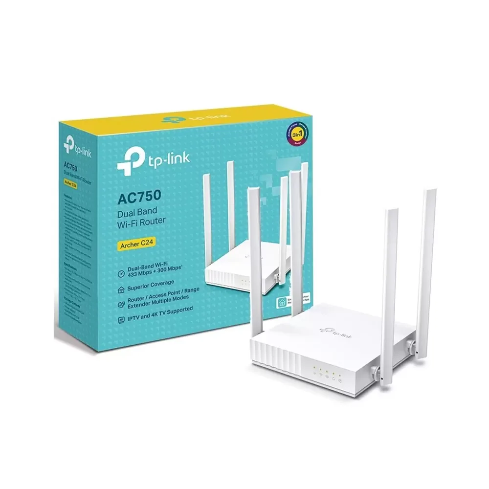 Router Wi-Fi 5 TP-Link Archer C24 AC750 Doble Banda Router Wi-Fi 5 TP-Link Archer C24 AC750 Doble Banda
