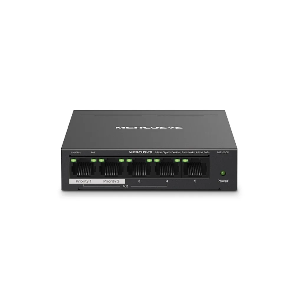 Switch Gigabit Mercusys MS105GP 5 Puertos con 4 PoE+ de Escritorio