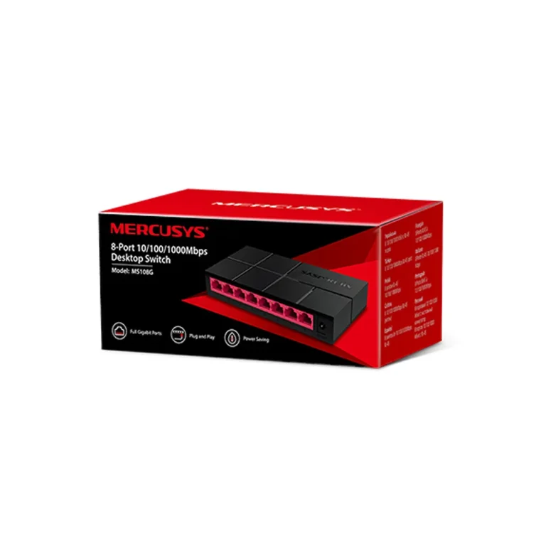 Switch Gigabit Mercusys MS108G 8 Puertos de Escritorio