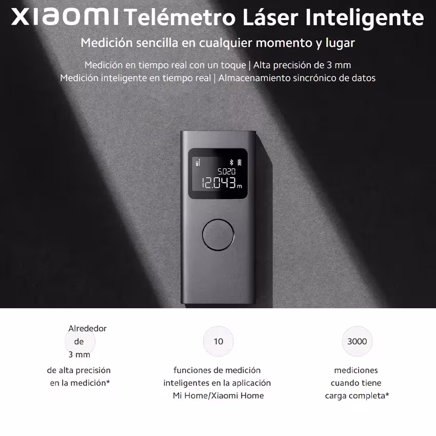 Telemetro laser Xiaomi Smart Laser Measure negro 40m precision 3mm Bluetooth