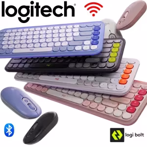 Combo Logitech POP Icon 4 colores grafito rosado lila blanco naranja Bluetooth