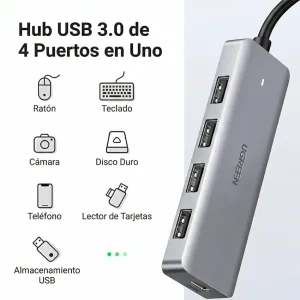 Puerto USB-C alimentación auxiliar hub UGREEN CM219 disco duro externo 5V 2.4A