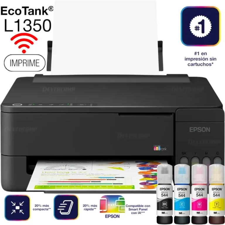 Impresora Epson EcoTank L1350 color inalámbrica Wi-Fi negra Heat-Free 11ppm