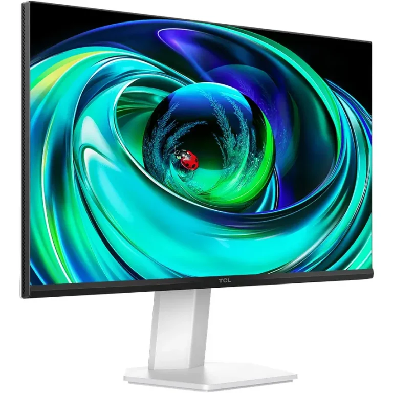 Monitor TCL 24G54 MiniLED 23.8 pulgadas blanco FHD 100Hz HDR400 soporte parte izquierda